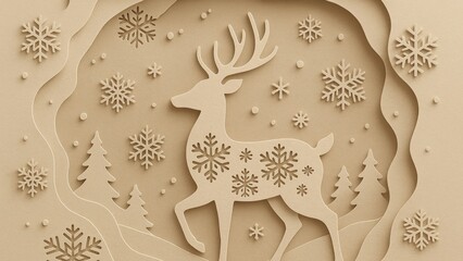 Naklejka premium Elegant winter deer silhouette