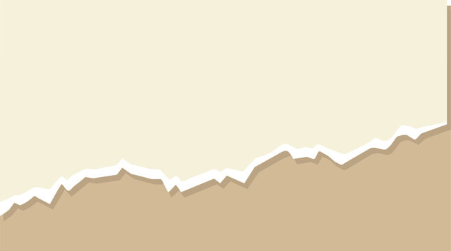 A torn tan paper strip with a sharp jagged edge forms a steep rising growth chart line representing rapid business expansion financial success and upward trend for design