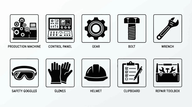 Factory technician icon set crea&hellip; vector icon set, professional editable SVG illustration collection for business, industry, workplace, technology and modern design projects with clean symbols, isolat