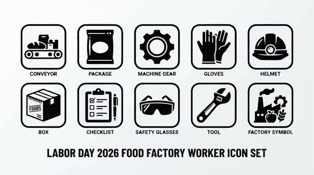 Factory worker icon set design vector icon set, professional editable SVG illustration collection for business, industry, workplace, technology and modern design projects with clean symbols, isolated