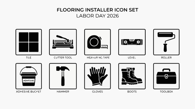 Flooring installer icon set crea&hellip; vector icon set, professional editable SVG illustration collection for business, industry, workplace, technology and modern design projects with clean symbols, isolat