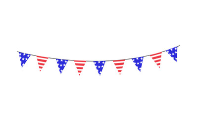 Obraz premium American flag bunting banner isolated on transparent background