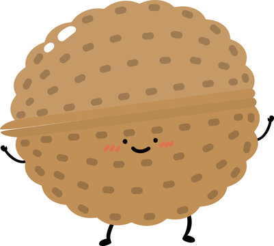 ute Korean Walnut Pastry Character Vector Illustration