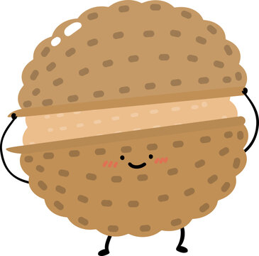 ute Korean Walnut Pastry Character Vector Illustration