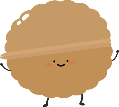 ute Korean Walnut Pastry Character Vector Illustration