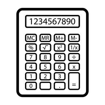 Calculator keypad with numbers and mathematical operations