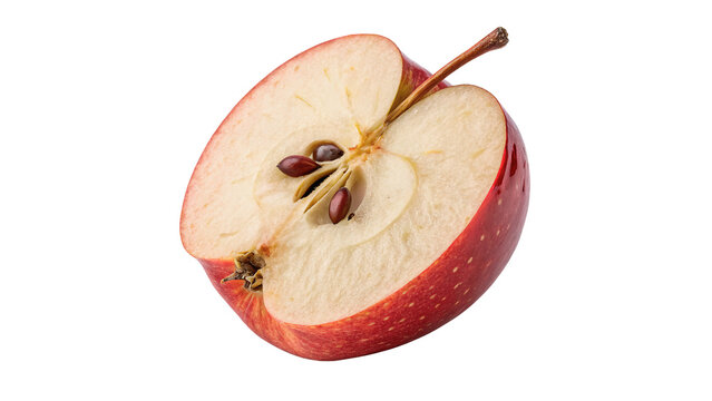 Fresh half slice of red apple fruit organic food isolated on a white background