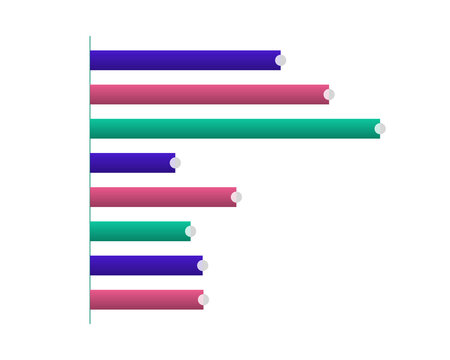 Dark theme bar chart with glowing neon accent bars. Isolated transparent PNG tech-style data visualization for digital presentations.