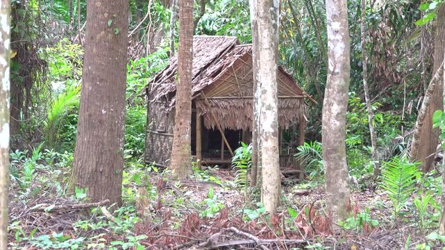 Rubber Collector's bamboo Hut at Thailand