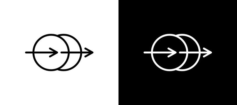 Transition Line Icon On White and Black Backgrounds.   