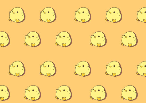 可愛いひよこのシームレスパターン背景イラスト（オレンジ）
