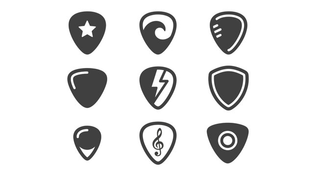 Various guitar pick and plectrum shape icons.