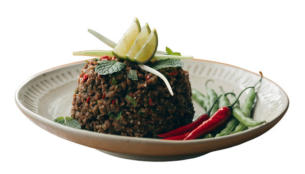 Lao Larb Minced Meat Salad with Fresh Herbs, Lime and Chili