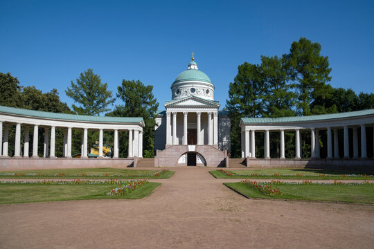 MOSCOW REGION, RUSSIA - JULY 19, 2026: Colonnade in the Arkhangelskoe Estate (Yusupov burial temple), Moscow Region