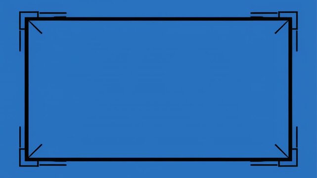 Six empty blue frames arranged in two rows with black borders and corner accents