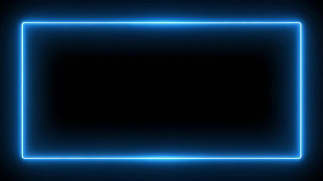 Six glowing blue neon rectangles appear sequentially on a dark background