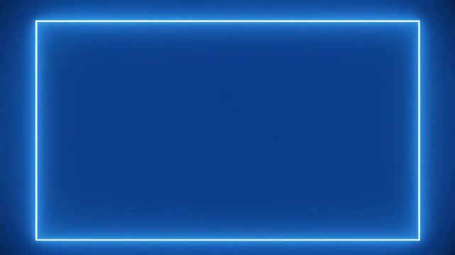 Six glowing blue rectangular frames animate in and out on a dark background representing digital interface elements