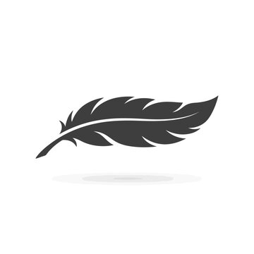 vector illustration of Simple black feather icon illustration