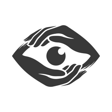 vector illustration of Hand holding stylized eye icon design