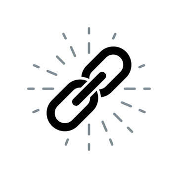 vector illustration of Modern chain link icon with connection rays