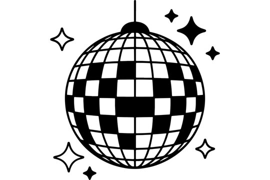 Disco ball with stars icon, disco ball sign &ndash; stock vector