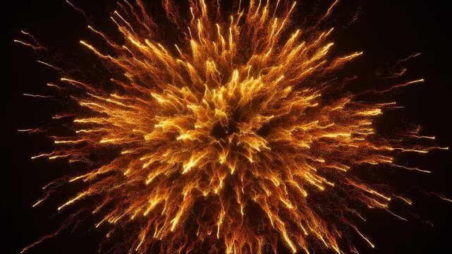 Exploding Golden Sparkler Bloom in Dark with Cinematic Camera Zoom Out