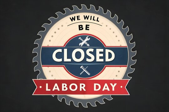 We Will Be Closed Labor Day, Labor Day Closed Saw Blade Sign, Closed for Labor Day Banner, Industrial Labor Day Closed Notice, Tool Themed Labor Day Closed