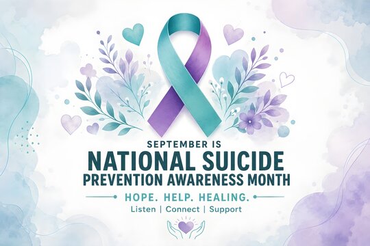 September is national suicide prevention awareness month awareness ribbon
