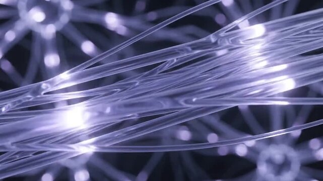Glowing neural network transmitting electrical impulses in the brain