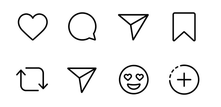 interaction icon collection, like comment share and repost symbols.