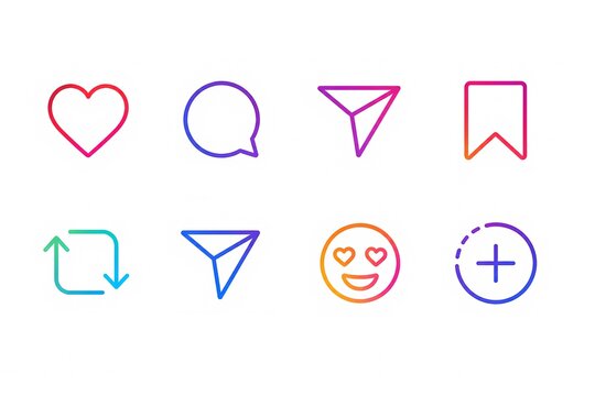 interaction icon collection, like comment share and repost symbols.