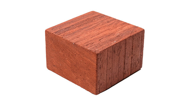 Single red clay building brick block construction material isolated on a white background