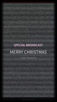 Special Broadcast Merry Christmas Vintage TV Static Analog Glitch Holiday Greeting 4K Vertical