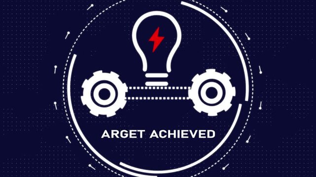 Arget achieved Concept with Light Bulb, Gears, and Innovative Idea Symbol for Business Strategy, Problem Solving, Inspiration, Brainstorming, Education, Technology,