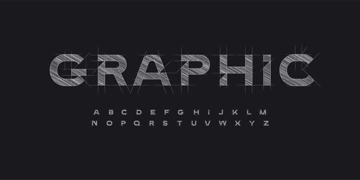 Architect Font Logo Alphabet Blueprint Letter Set Modern Typography, Creative Typographic Design for Architectural Title Text, Technical Project Headline and Logotype, Contour Fonts. Vector Typeface