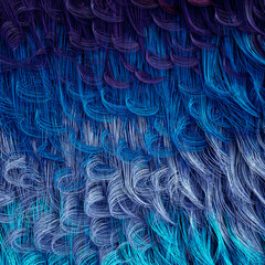 Obraz premium Artificial intelligence inspired network of flowing lines in blue violet and cyan tones