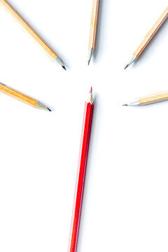 concept selection options with pencils on white background top view