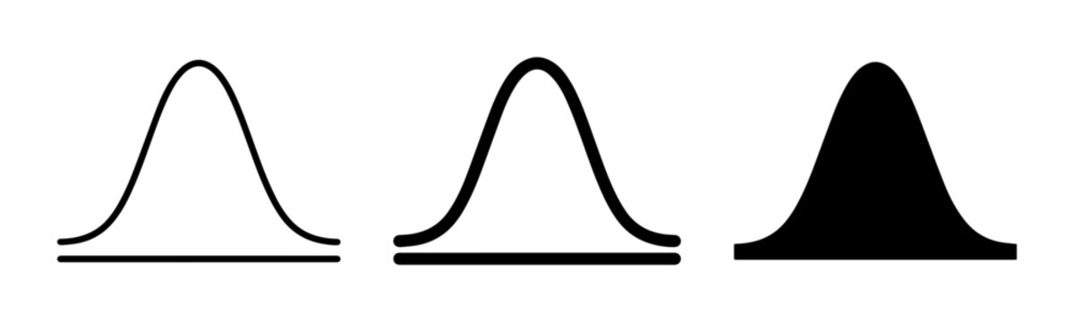 Gaussian Distribution Curve Icons, Normal Distribution Bell Curve Symbols, Statistical Data Visualization