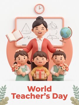 World Teachers Day Celebration with Teacher and Students in Classroom.
