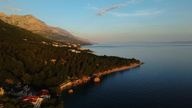 Beautiful Sunset Over the Adriatic Coast in Croatia