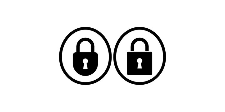 Minimalist circular lock icons for mobile application security and user account protection.