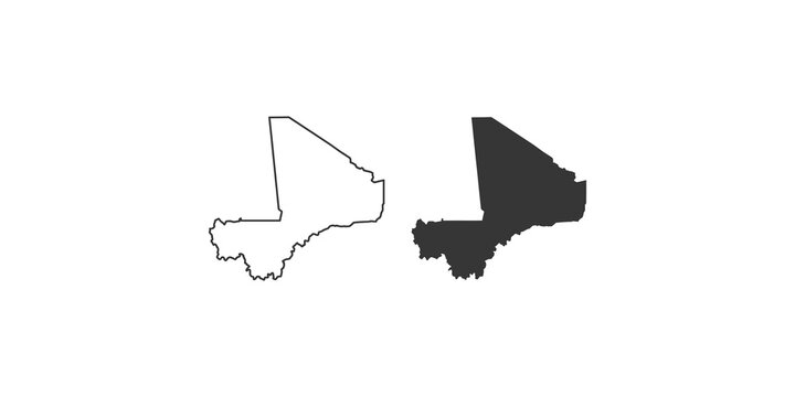 Mali map silhouette and outline shape set for geopolitical data visualization and educational charts.