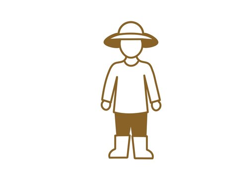 A farmer wearing a hat and boots
