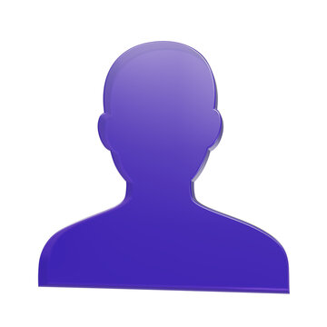 Purple 3D glass user profile avatar icon isolated on white PNG
