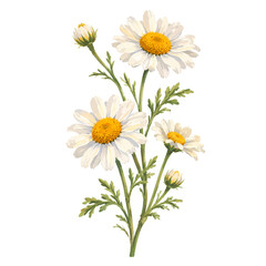 Obraz premium Hand Painted Daisy Flowers Watercolor Botanical Illustration