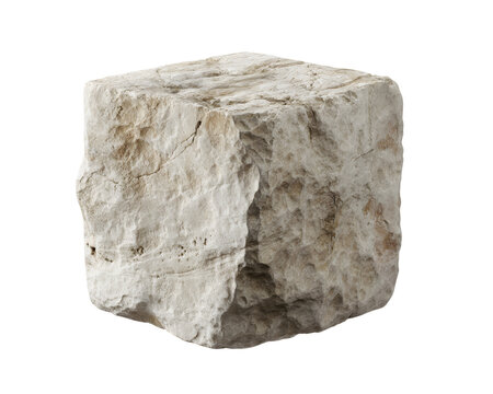Rough Stone Cube Isolated