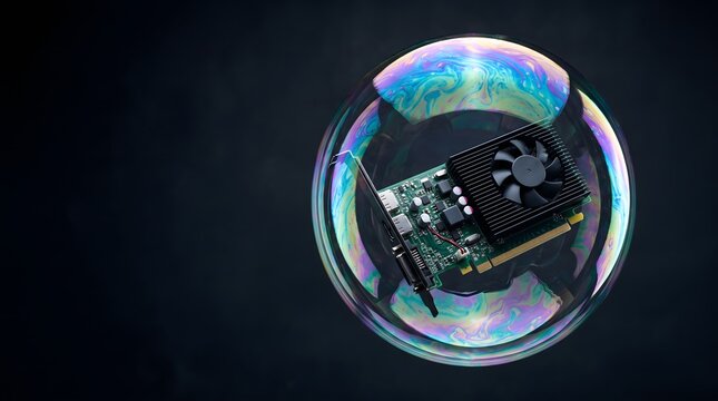 Gpu inside soap bubble representing tech market speculation
