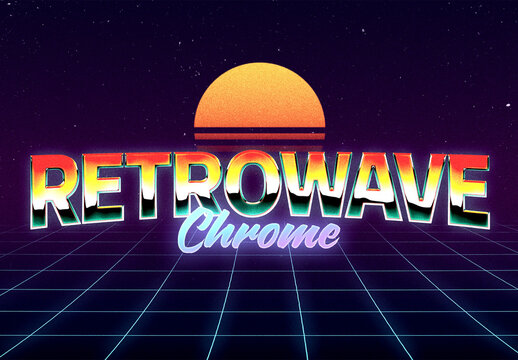 Retrowave Chrome Text Effect For Poster And Branding Design