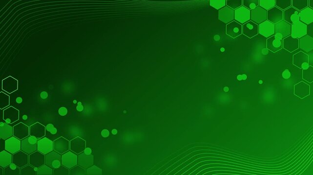 Abstract digital background with glowing hexagon shapes light dots and wave lines animation