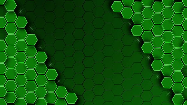Abstract hexagon background with layered honeycomb pattern and dark center animation